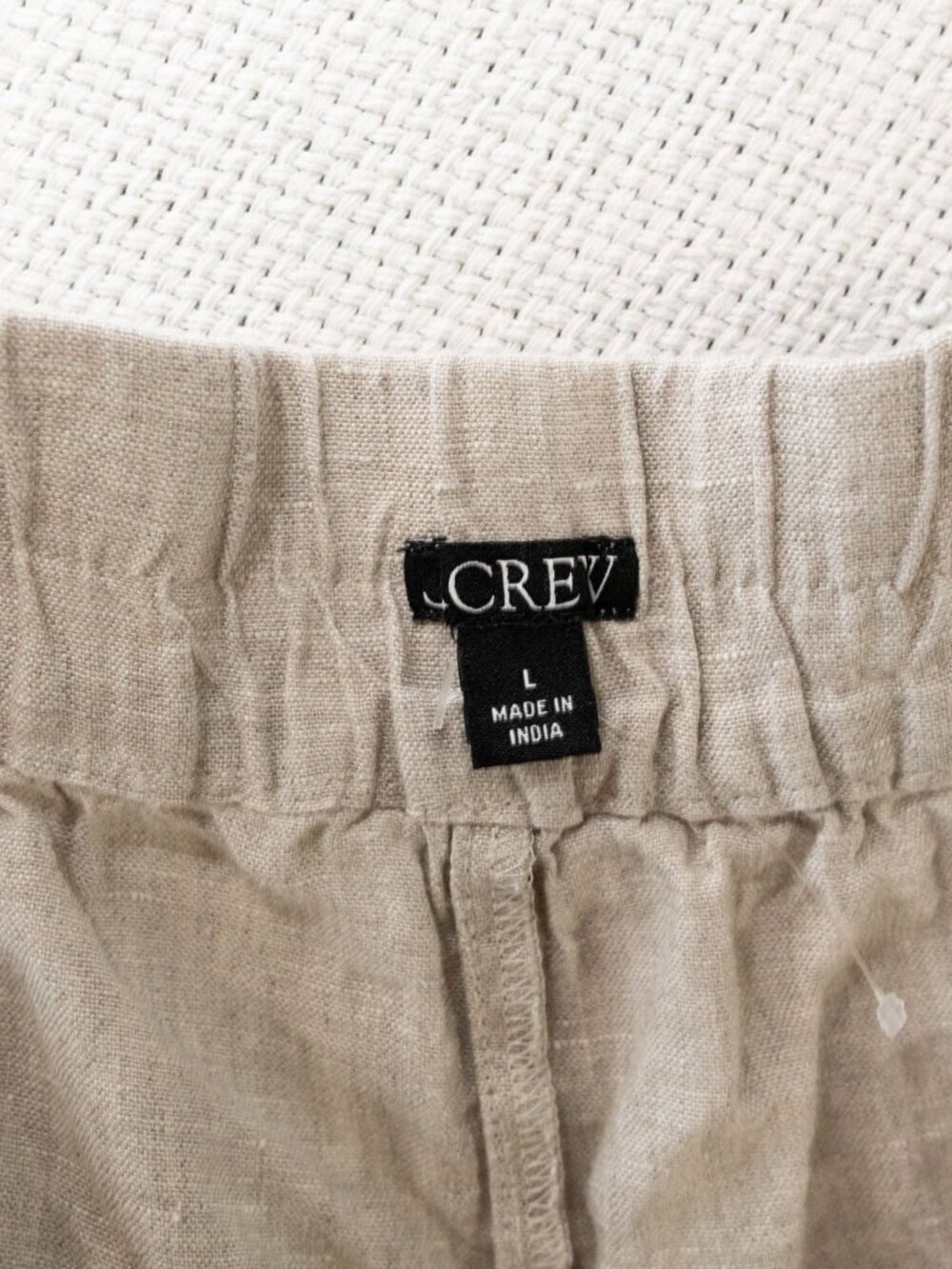 J Crew Womens L 100% Linen Shorts Oatmeal Beige Pull On Elastic Waist Coastal - Picture 4 of 15